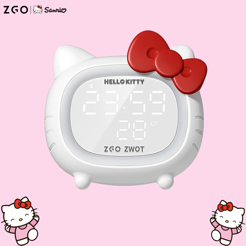 New Sanrio Hello Kitty Smart Alarm Clock Student Cute Cartoon Bluetooth Sound Clock Girl Birthday Gift