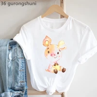 watercolor pig animal print t shirt women clothes 2022 funny white tshirt female harajuku kawaii shirt summer tops tee shirt