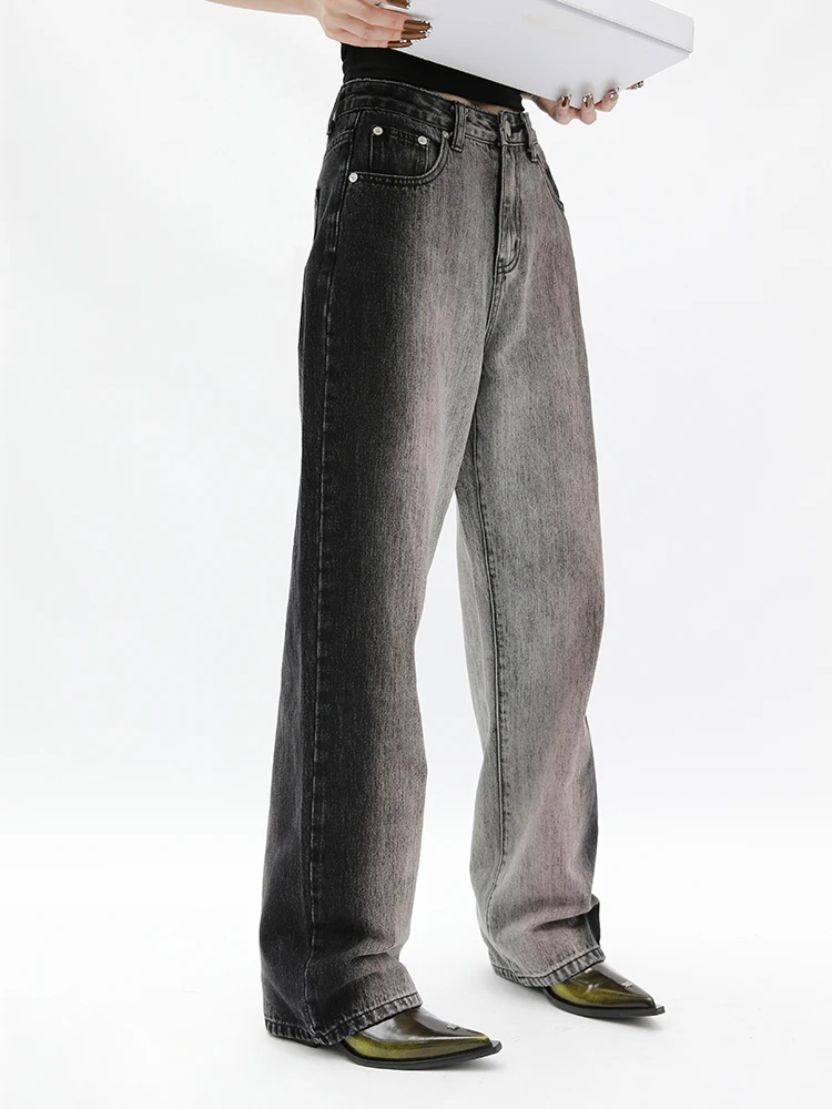 

Vintage Gradient Color Y2K High Waist Loose Denim Jeans Korean Style Trousers Women Straight Sweatpants Harajuku 2022 New Design