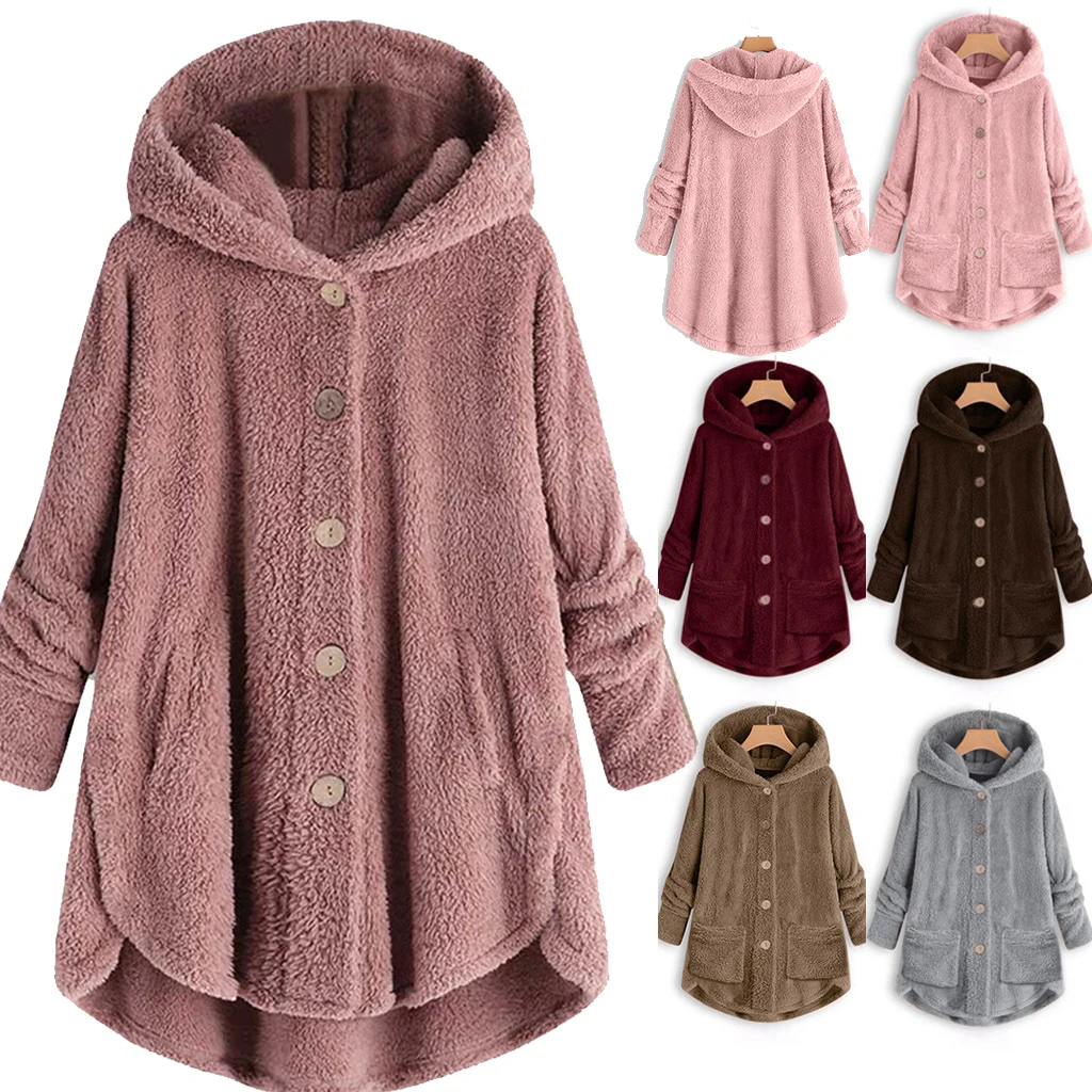

Женская флисовая куртка с капюшоном, осенне-зимний однотонный кардиган с длинными рукавами, флисовая куртка на каждый день, Свободный свитш...