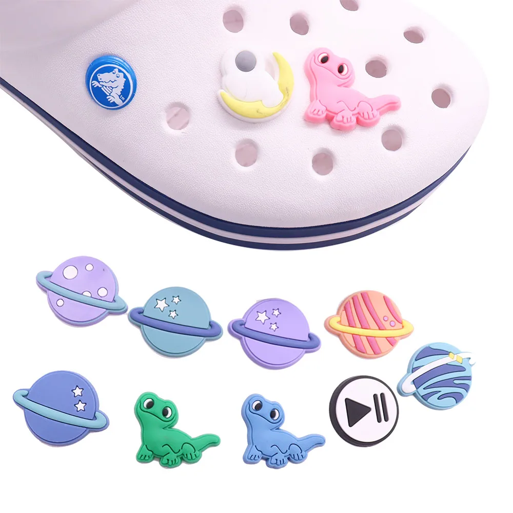 1pcs Astronaut Earth Dinosaur PVC Accessories Shoe Charms Cute Shoe Buckle Decorations fit Croc Wristband Party Kid's Gifts