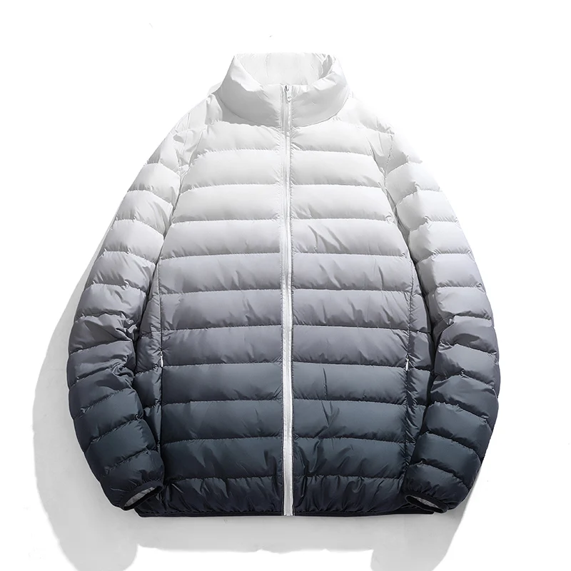 Gradient Down Jackets Men Ulltra Light 90% Duck Down Jackets Fashion Stand Collar Winter Coats Male Windproof Warm Parkas