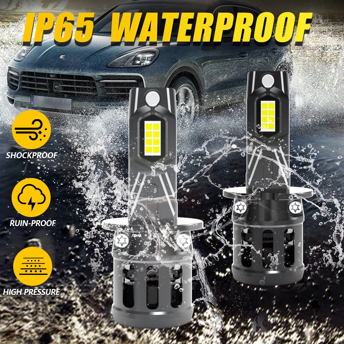 Katur 2x H3 светодиодная Автомобильная фара мини-размер 6000 лм 1993 K белый с