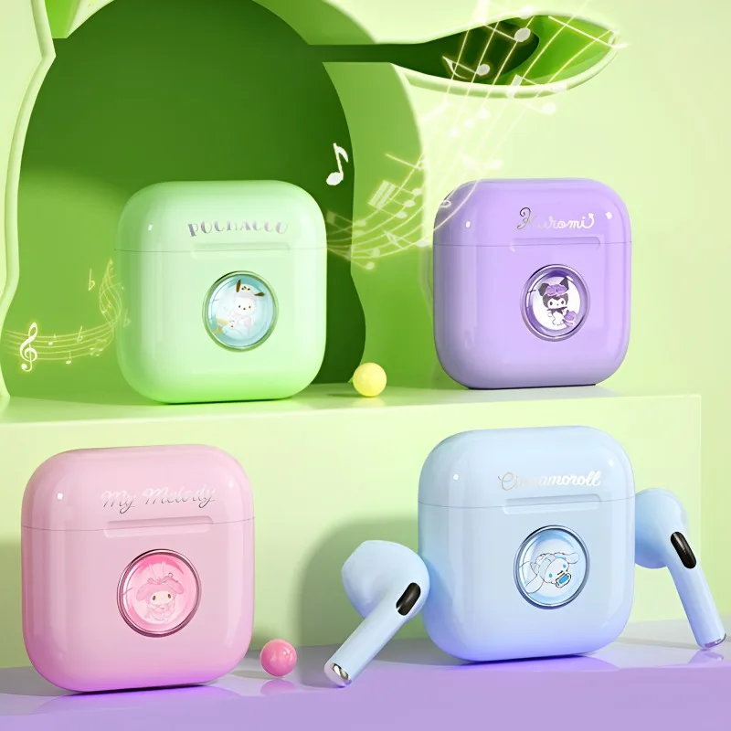 

Новые Аниме Kawaii Sanrio Kuromi Bluetooth наушники Симпатичные Cinnamoroll My Melody пончо мини шумоподавление беспроводные наушники