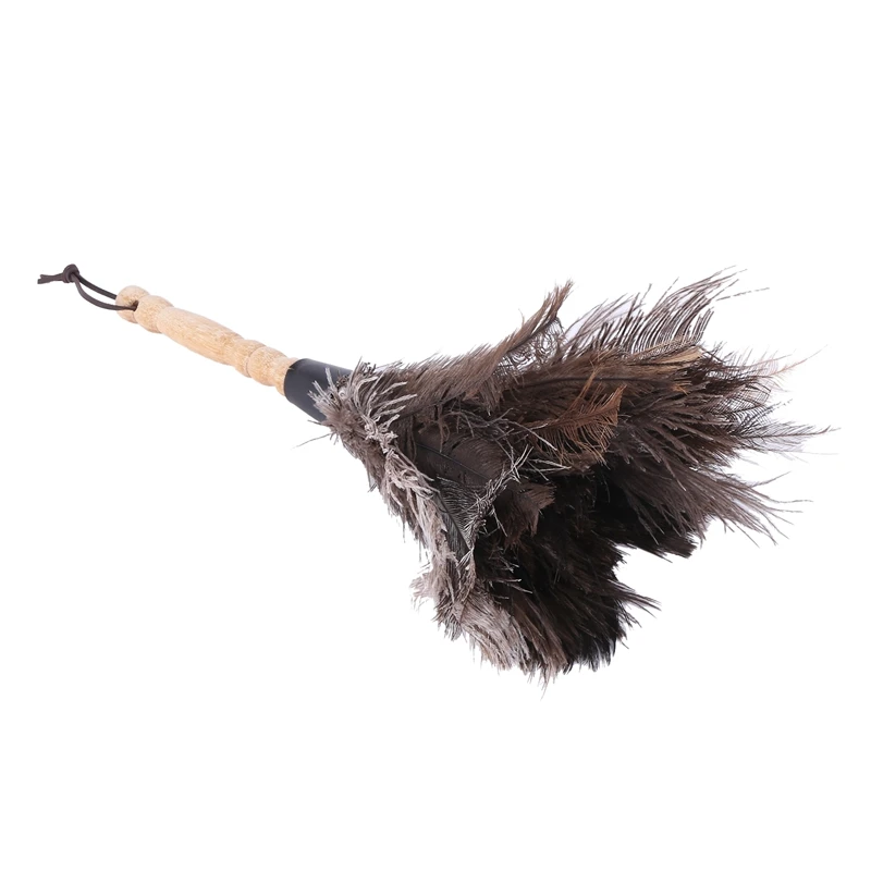 

Anti-Static Ostrich Feather Fur Brush Duster Dust Cleaning Tool Wooden Handle