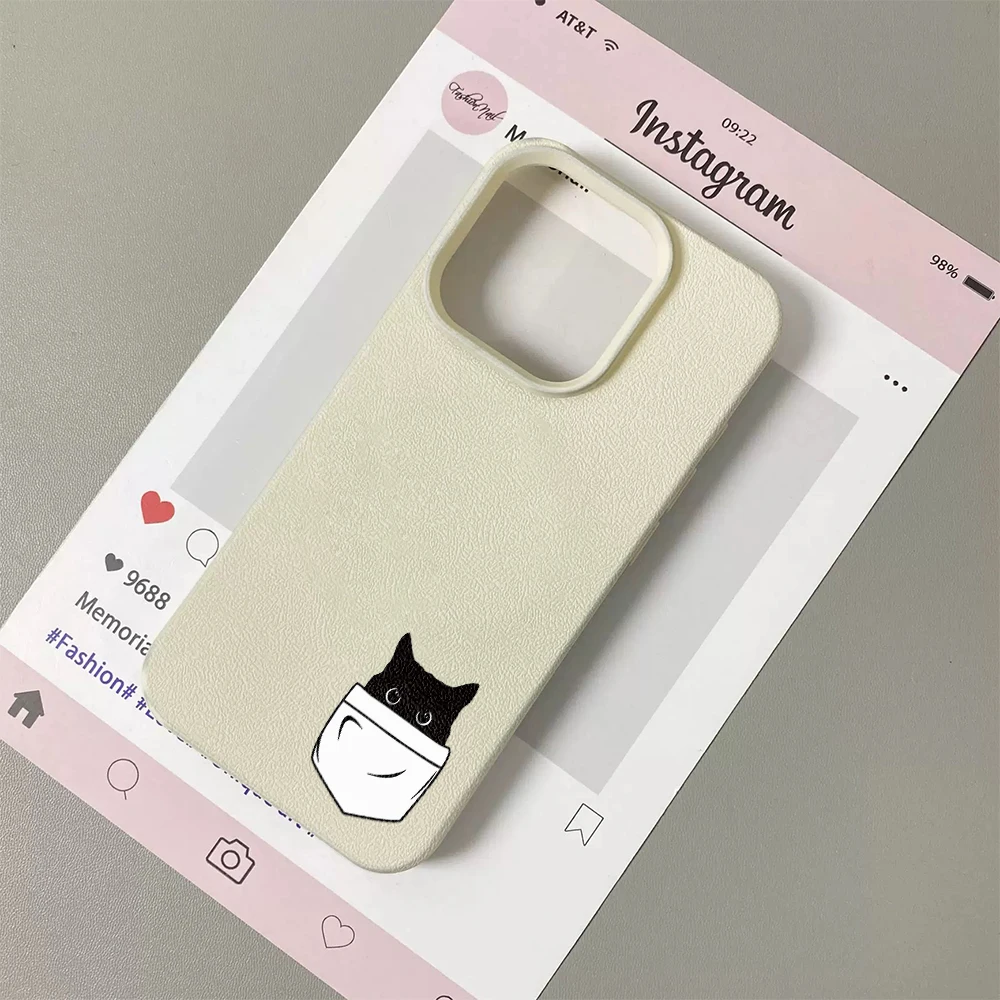Фото Милый чехол для iPhone 11 12 13 14 15 16 17 Pro Max Plus Air с креативным дизайном в виде черной кошки, мягкий чехол-накладка из поликарбоната №1