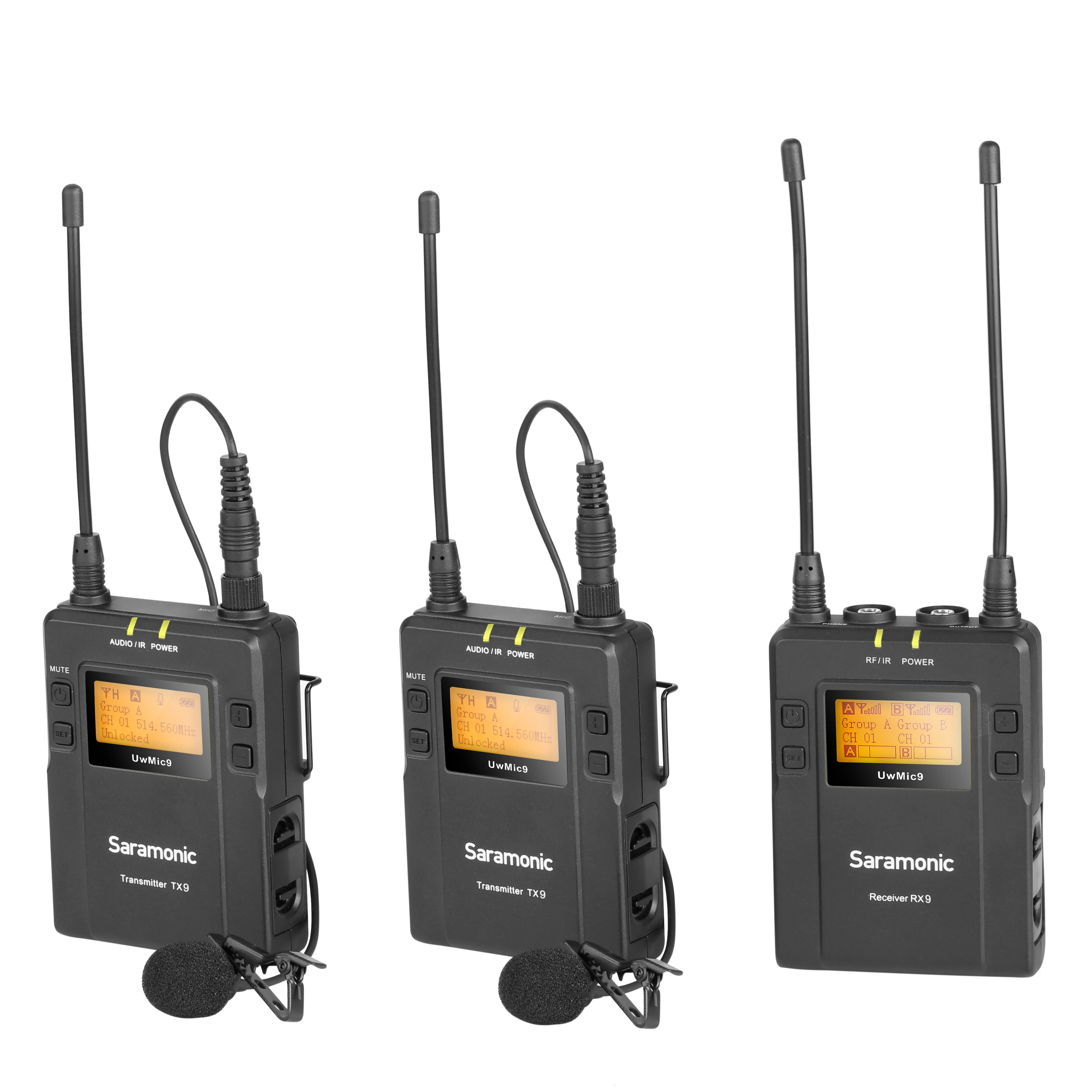 

Беспроводная петличная микрофонная система UwMic9 Kit2 RX9 + TX9 + TX9 Dual UHF для цифровых зеркальных фотоаппаратов, беззеркальных камер и видеокамер