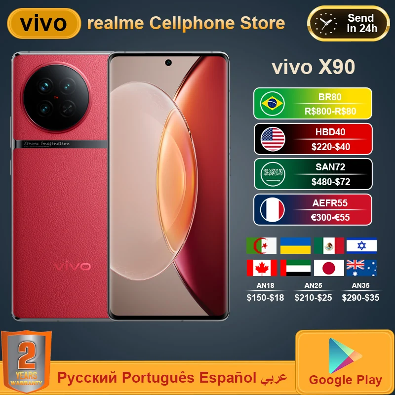 New VIVO X90 5G Mobile Phone Dimensity 9200 4nm 6.78'' 120HZ AMOLED 50MP Camera 4800 mAh 120W Super Charge  NFC Smartphone enlarge