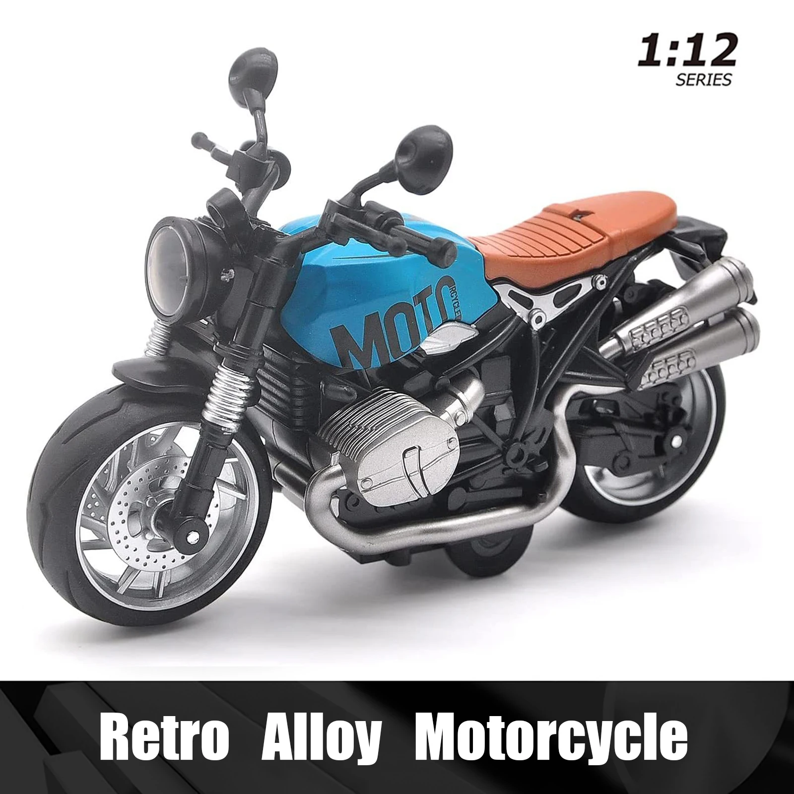 

1:12 Retro Motorcycle Toys Pull Back Cars Diecast Motor Bike Model with Lights & Sounds Vehicles Gift for Boys Adult Collection