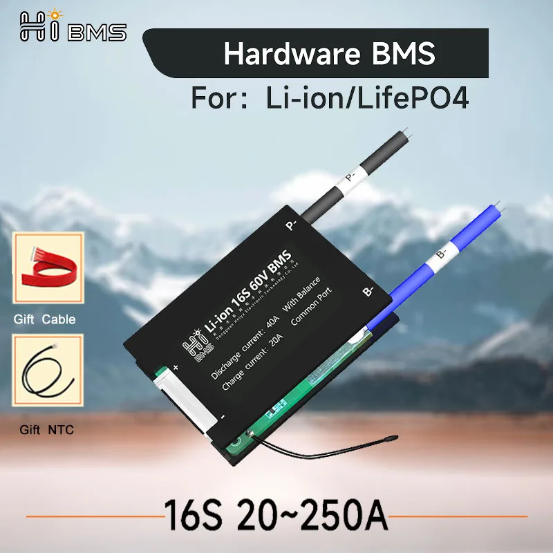 

HIBMS 15s 48v LifePO4 Bms 16S 60V Li-Ion с NTC 30A 40A 60A 80A 100A 120A 150A 200A 250A для инвертора хранения энергии Victron