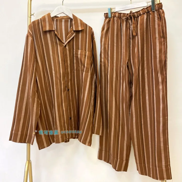 Japan Pique Original Cotton Striped Sanding Fabric Pajamas Long Sleep Wear No Gender Classic GP Lounge wear