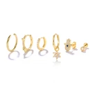 Серьги-гвоздики женские из 18-каратного золота с эффектом сглаза, 6 шт.