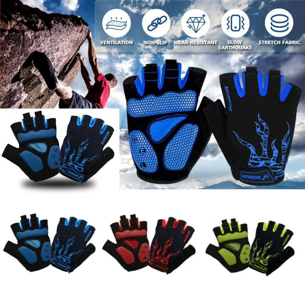 

5MM Gel Pad Bike Gloves Non-slip Short Fingered Gloves Breathable Unisex Half Finger Gloves Outdoor Fishing Cycling Gloves