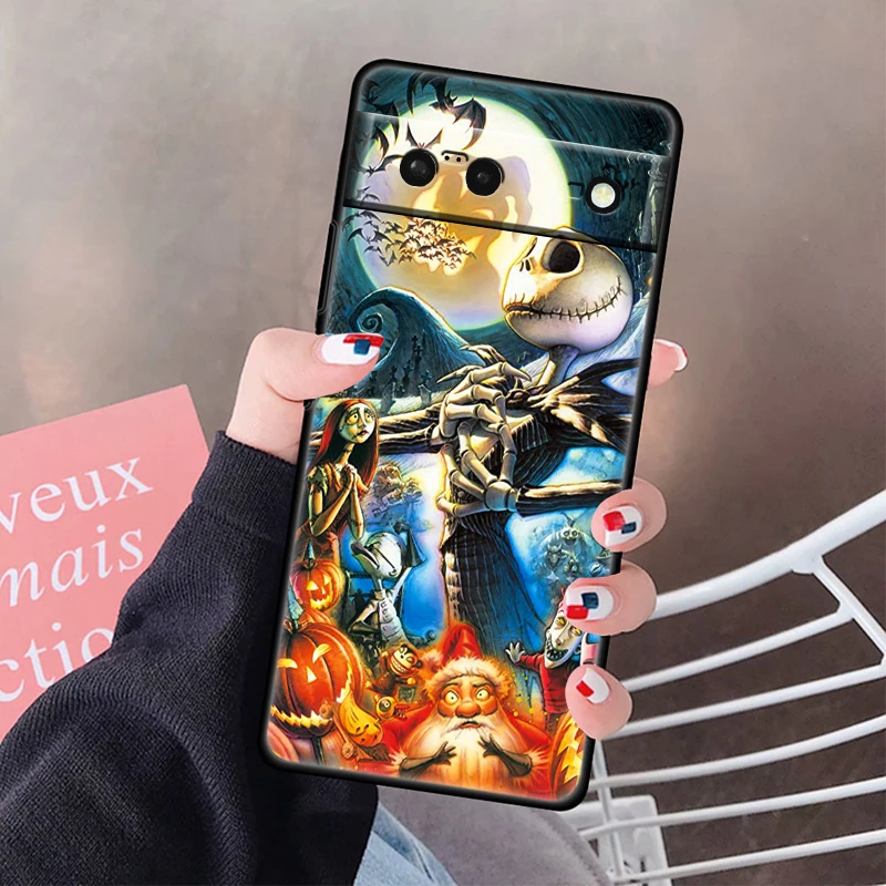 Крутой чехол для телефона с рождественским черепом и Джеком для Google Pixel 7 6 Pro 6A 5A 5 4 4A Φ черный мягкий чехол Fundas Coque Cover (art.: 3920bf50eec47) - 3920bf50eec47