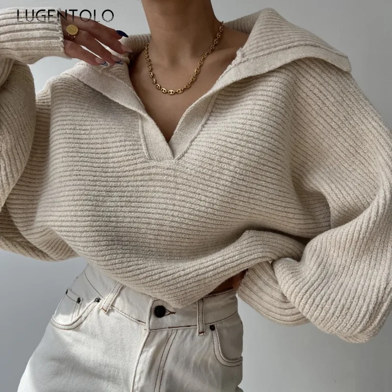 Женский модный свитер однотонные вязаные топы оверсайз с резьбой винтажные