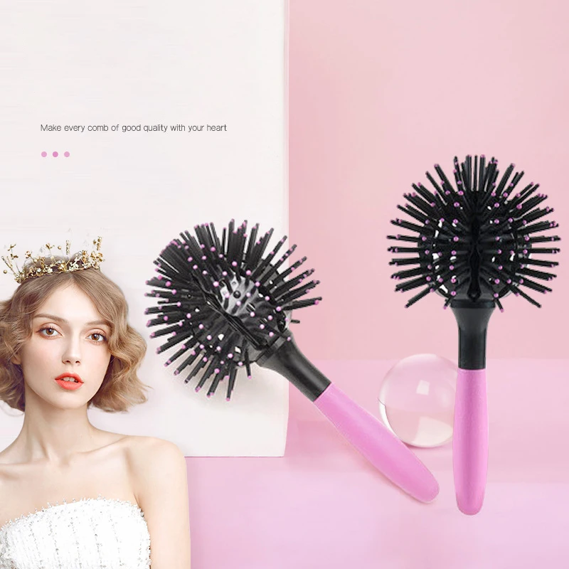 3D Round Hair Brush Comb Salon 360 Degree Ball Styling Tools Detangling Hairbrush Heat Resistant Women Accessory |
