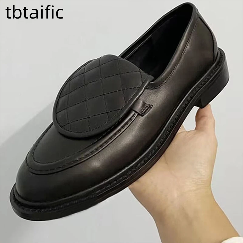 

Лоферы женские на плоской подошве, декорированные туфли-лодочки из натуральной кожи с металлической пряжкой и глубоким вырезом, универсальные туфли, Женская Весенняя обувь для прогулок, 2023