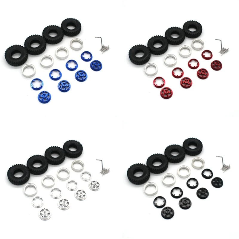 Комплект металлических резиновых шин для осевого колеса SCX24 Traxxas TRX4M FMS 1 0 1/18 RC 4 шт.