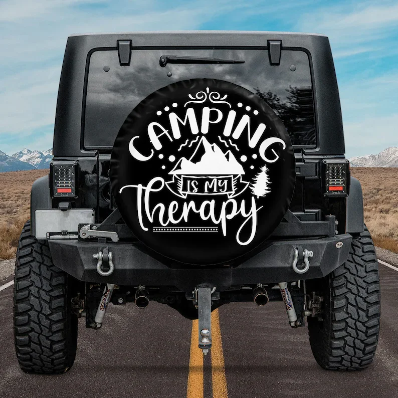 

Camping Is My Therapy Tire Cover American Day, Gift For Father, Spare Tire Cover For Car, Personalized Camper Tire Cover,