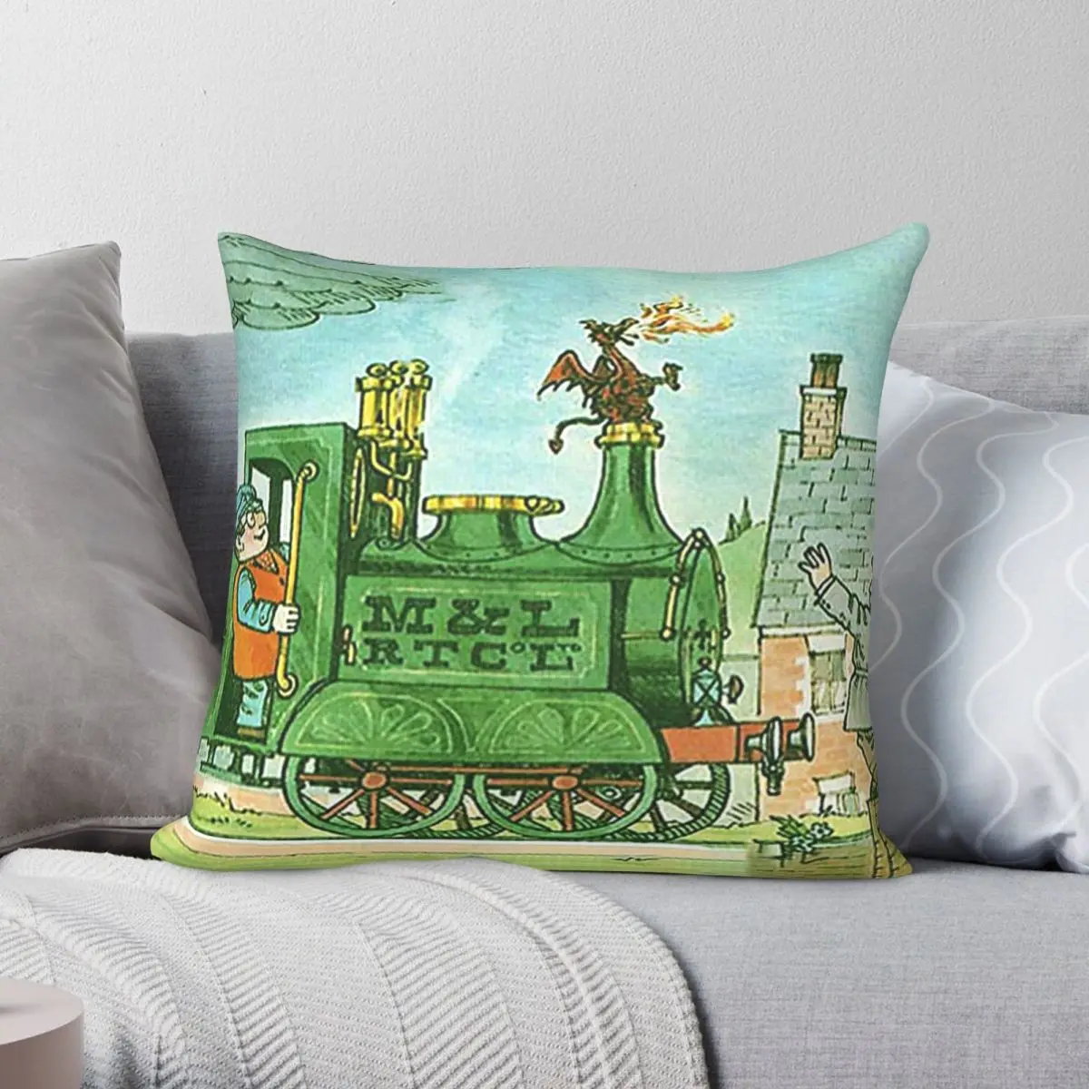 

Ivor The Engine Pillowcase Polyester Linen Velvet Pattern Zip Decor Room Cushion Cover