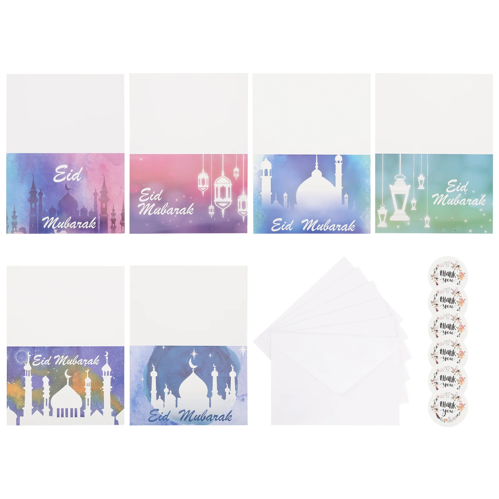 

6pcs Eid Greeting Cards Festival Greeting Cards Blessing Message Cards