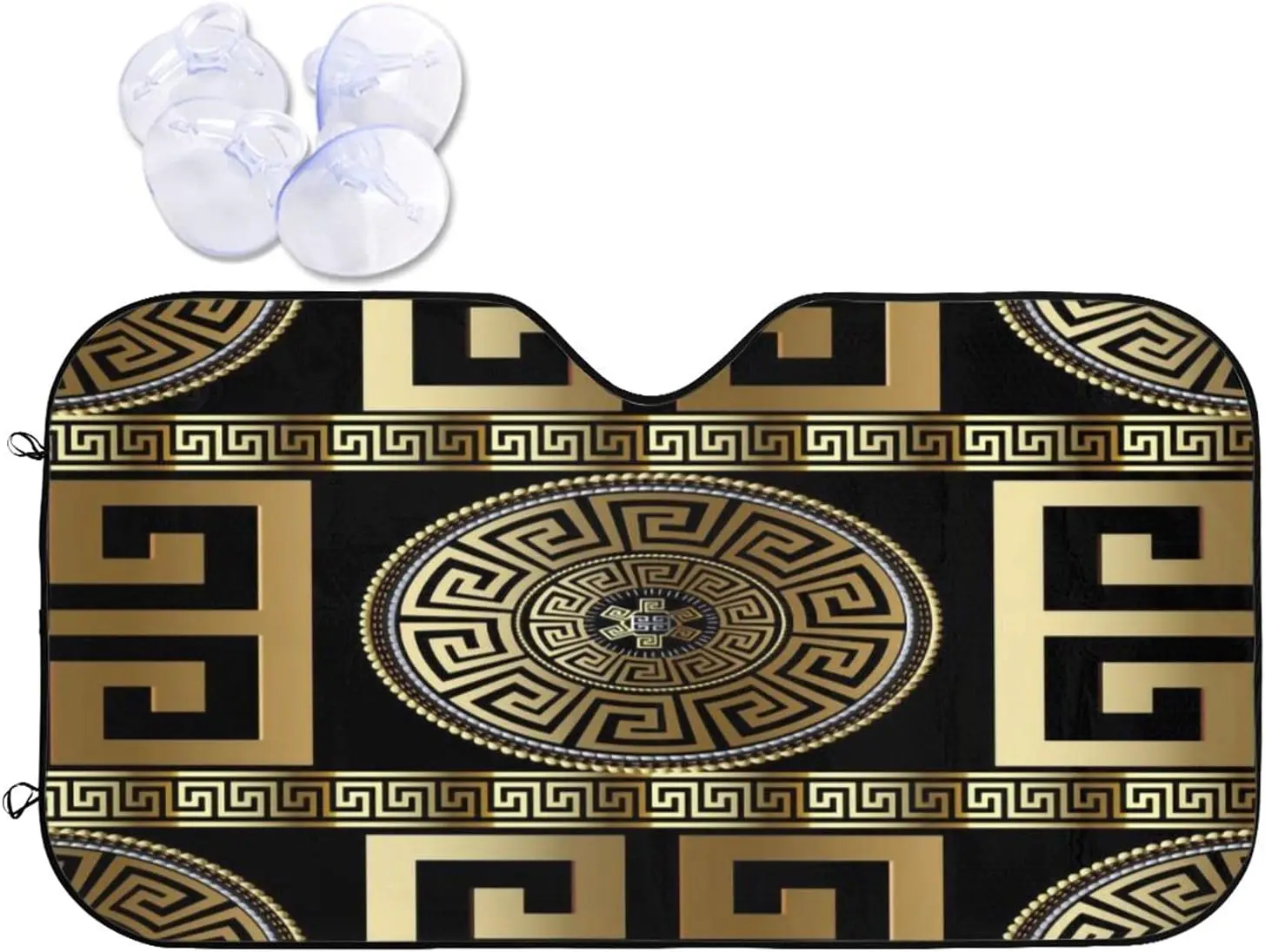 

Геометрический Золотой металлический греческий узор, солнцезащитный козырек на лобовое стекло автомобиля, солнцезащитный козырек для большинства седанов, внедорожников, блоки с максимальными УФ-лучами