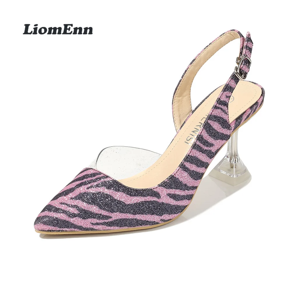 

Zebra Clear High Heels Sandals Women 2022 Trend Summer Slingback Mules Shoes Woman Sexy Elegant Party Dress Shoes Big Size 35-44