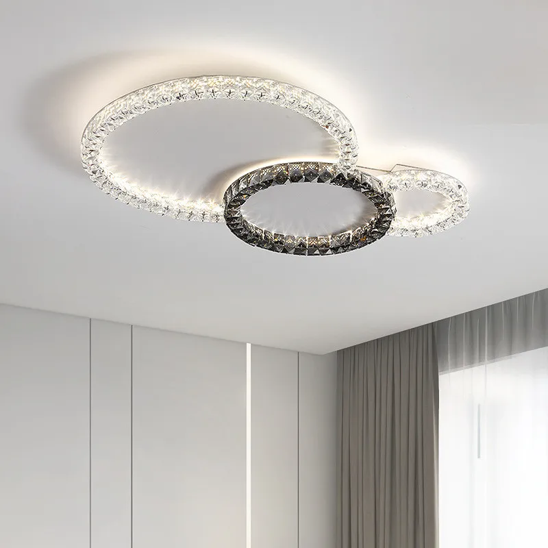 

Luxury Living Room Led Ceiling Lights White Wrought Iron Ceiling Chandelier Bedroom Lustre Crystal Mounted Led Lamp Fixtures