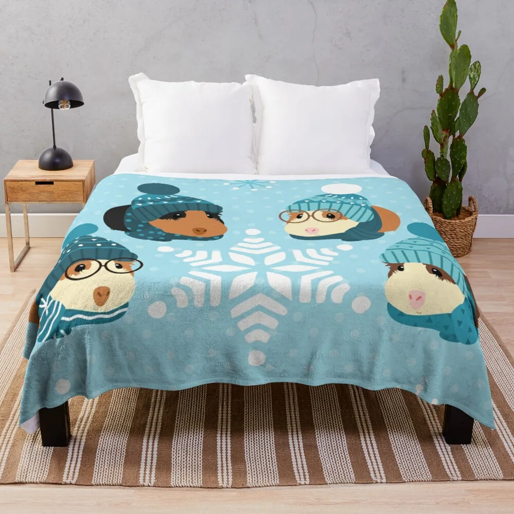 

Синяя плитка, одеяло Missoni, белая Милая морская свинка со снежинкой, зимнее одеяло