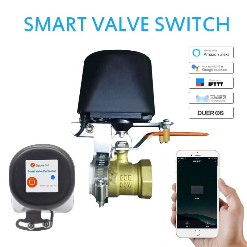 Tuya ZigBee Smart Wireless Control Gas Water Valve Smart Home Automation Control Valve For Gas Work With Alexa,Google Assistant