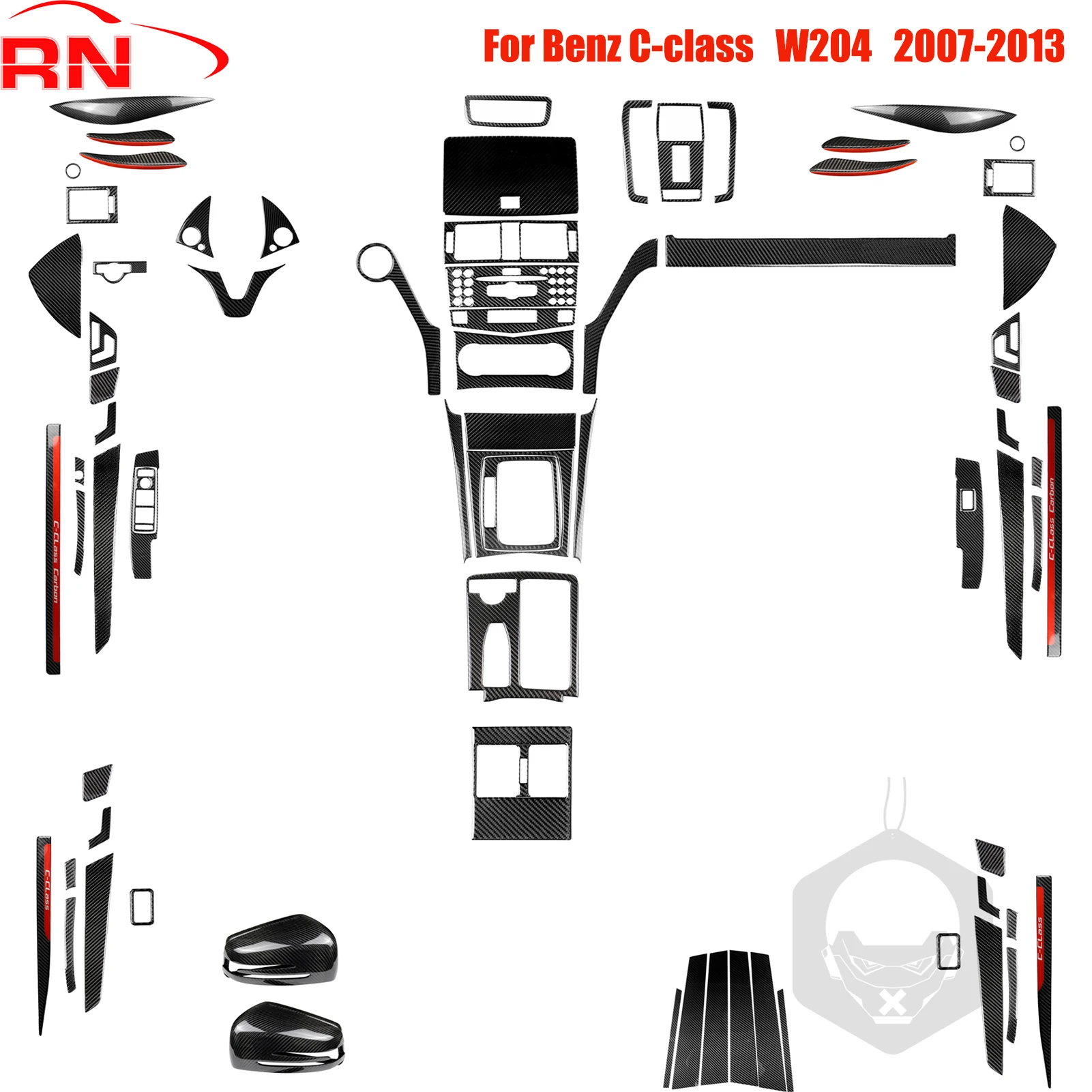 Для Mercedes Benz C Class W204 2007 2008 2009 2010 2012 2013 аксессуары из углеродного волокна внутренняя