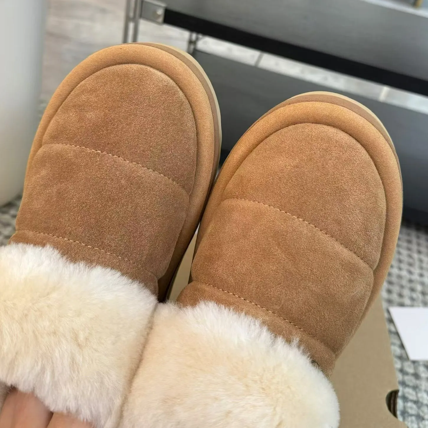 Дизайнерская брендовая женская обувь шерстяные интегрированные зимние ботинки