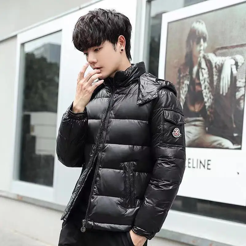 White duck down jacket 2022 wash free couple same style trend down jacket men's and women's thickened bright short coat