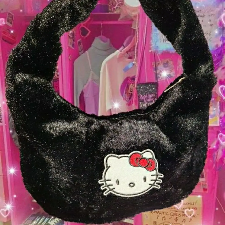 

Backpacks for Women Small Backpack Fluffy Bag Harajuku Hot Girl Hello Kitty Embroidery Plush Underarm One Shoulder Bag Women