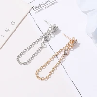 1pcs fashion rhinestone tassel long chain drop earrings for women accessories diamond star stud party earrings