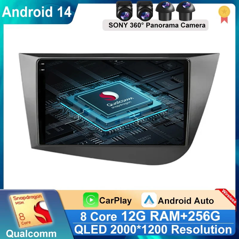Авторадио 2Din Android 14 Carplay для Seat Leon 2 MK2 Altea 2005-2012 wifi gps Автомагнитола мультимедийный
