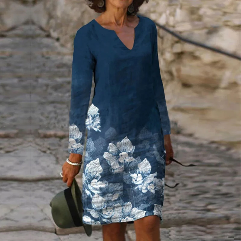 

Women 2021 Loose Spring Vintage Befree Dress Large Big Printed Sexy Full Long Boho Casual Party Elegant Dresses