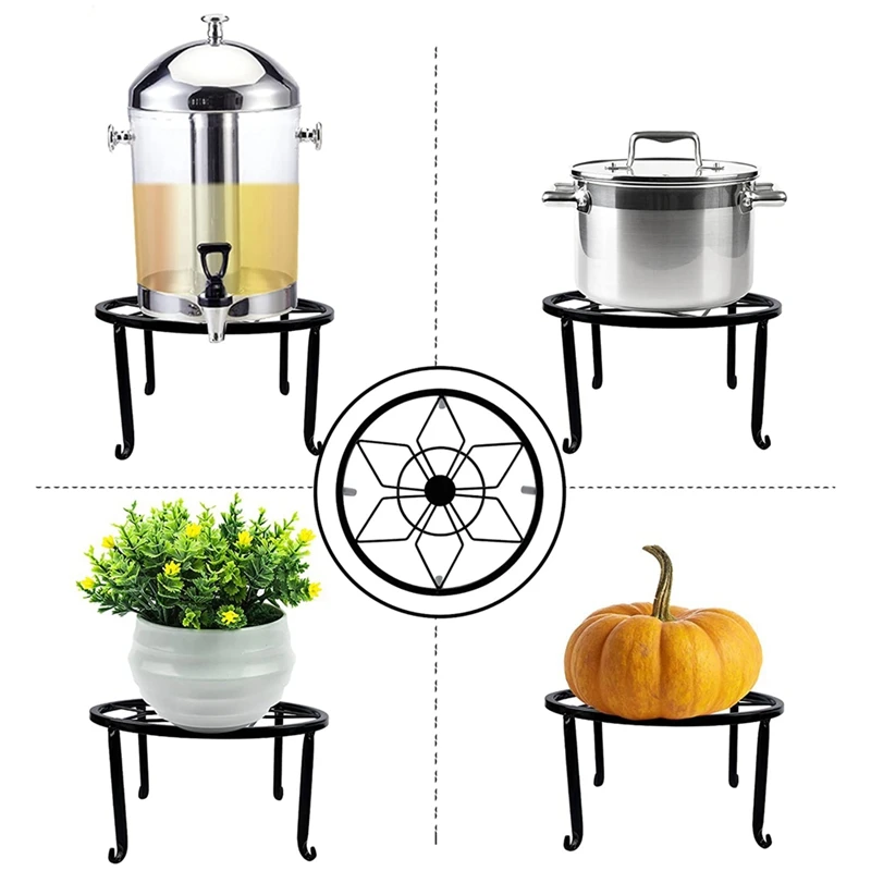 

4 Pack Metal Plant Stands For Flower Pot, Heavy Duty Black Iron Potted Stand Holder, Indoor Outdoor Rustproof Planter