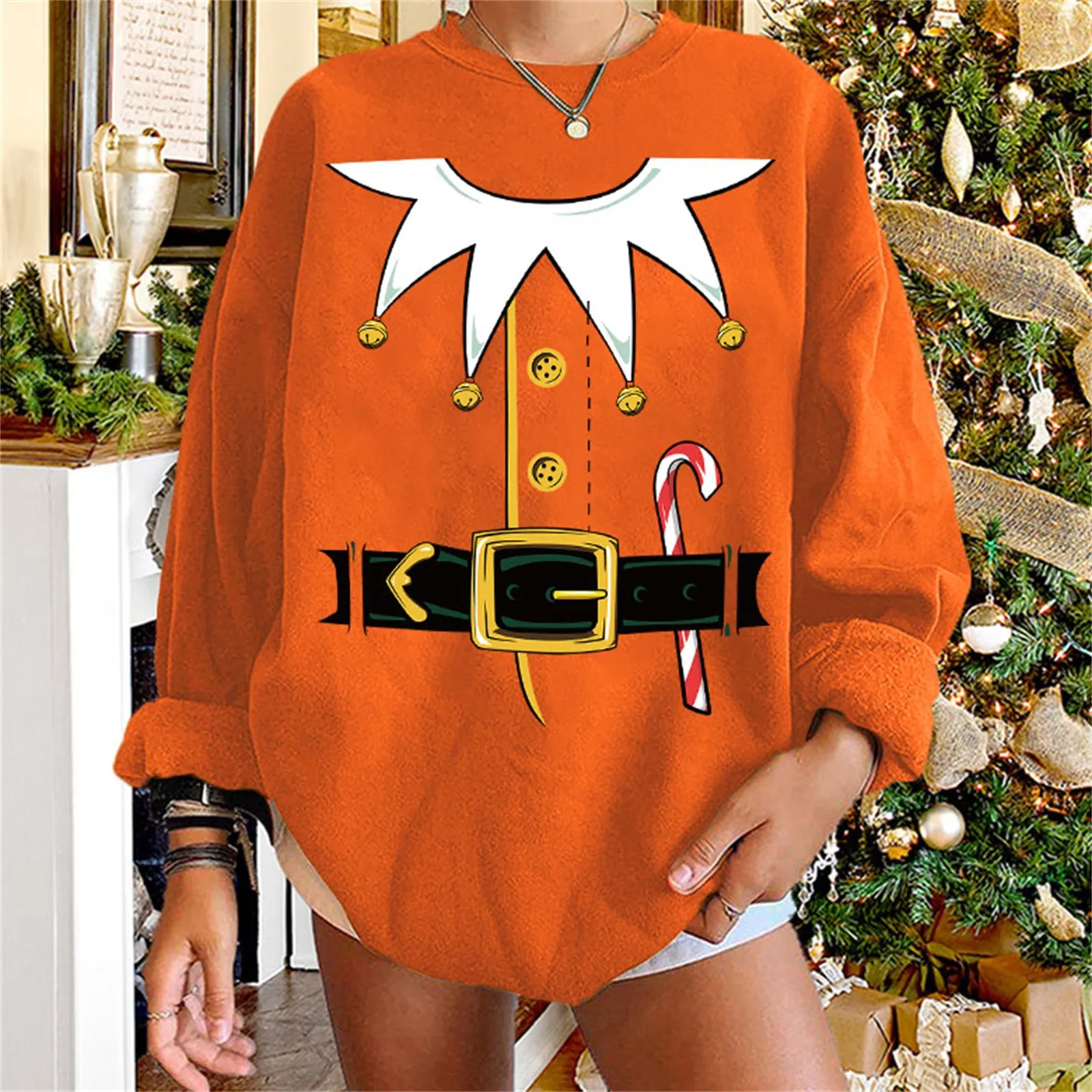 

Year Fashion Women's Printed Christmas Crewneck Sweatshirt Pullover Thick Blouse Heavy Sweatshirts for Women 2x Womens Hoodie