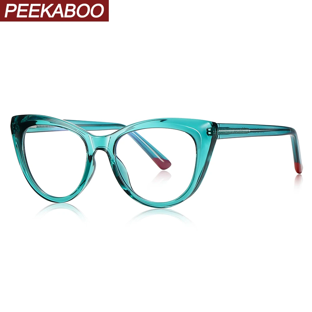 

Peekaboo green black vintage glasses frame cat eye clear lens anti blue light glasses for women TR90 CP acetate accessories