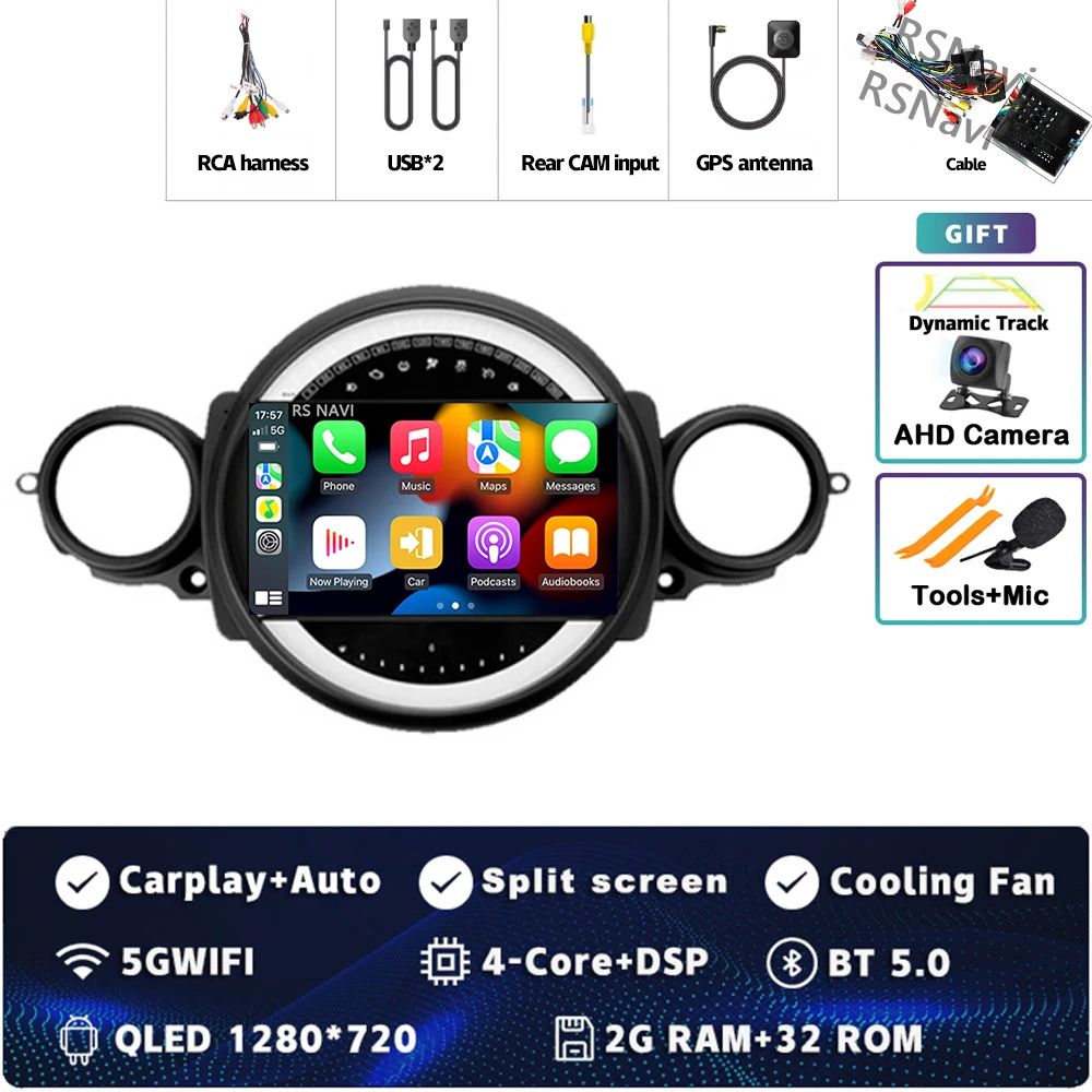 

Автомагнитола Qualcomm Android 15 для BMW MINI COOPER R56 R60 2007-2014, 2K QLED, мультимедийный проигрыватель, CarPlay, Auto, головное устройство, Bluetooth