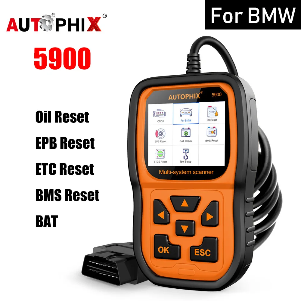 Autophix 5900 OBD2 Scanner Oil EPB ETC Reset OBD 2 Car Diagnostic Tools for BMW MINI Support Multiple Language