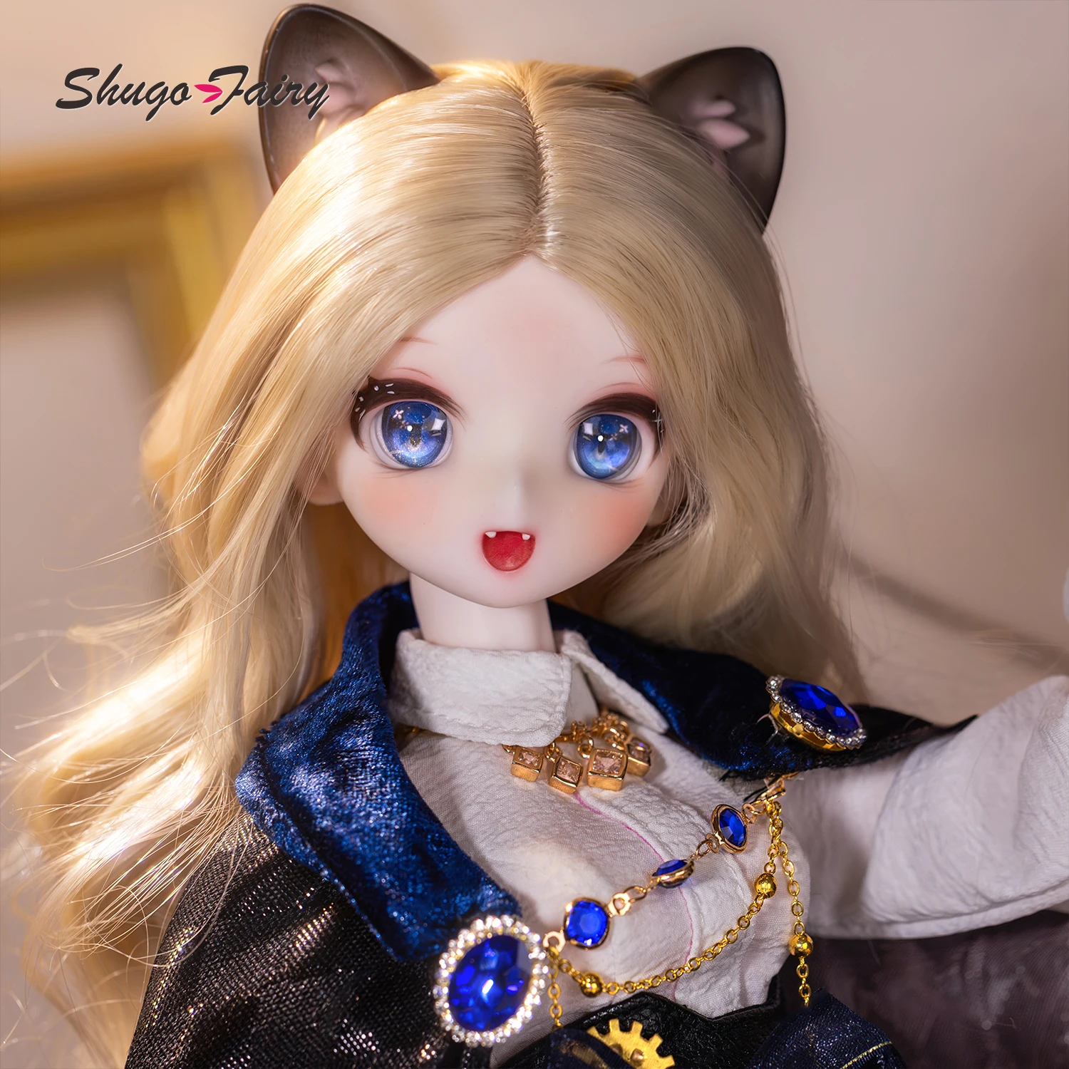 Фото Кукла BJD ShugaFairy Xingxing C D 1/4, полный комплект из смолы, ручная работа, винтажный стиль, с декором в виде драгоценных камней, в образе благородного кота-вора, шарнирная кукла №3