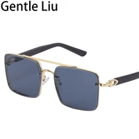 oversized rimless square sunglasses men 2022 luxury brand vintage frameless sun glasses for women shades gafas de sol hombre