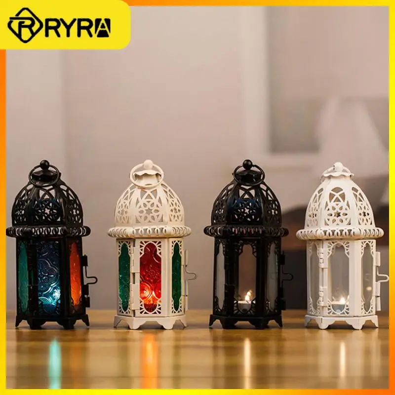 

Moroccan Style Retro Candle Lantern Candlestick Hanging Lamp Candle Lampstand LightCourtyard Bedroom Holiday Wedding Decoration