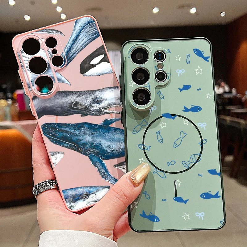 Фото Чехол для телефона с магнитным креплением и принтом синих медуз для Samsung Galaxy S26 S25 Ultra Edge S24 S23 FE A57 A17 A56 A37 A16 A55 A54 A36 №2