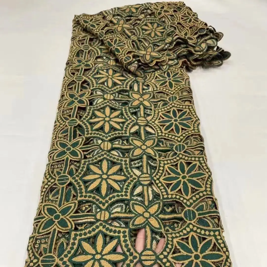 

LYLA LACE High Quality African Water Soluble Guipure Cord Laces Fabric With Embroidery French Mlik Silk Lace Fabric For Dresses