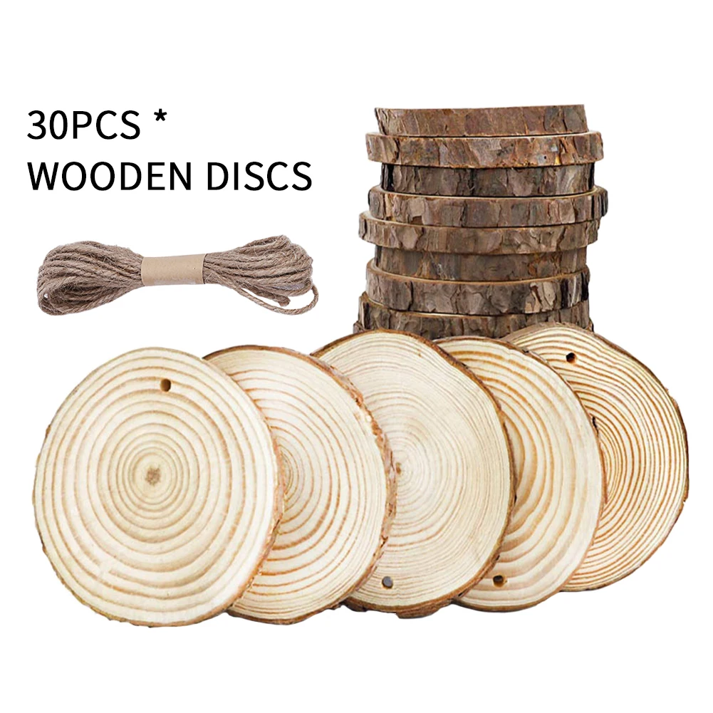 

Деревянные диски для вечеринки, 30 шт., ремесла, живопись, реквизит для съемки, бревна, круглые натуральные необработанные круги, толстые свад...