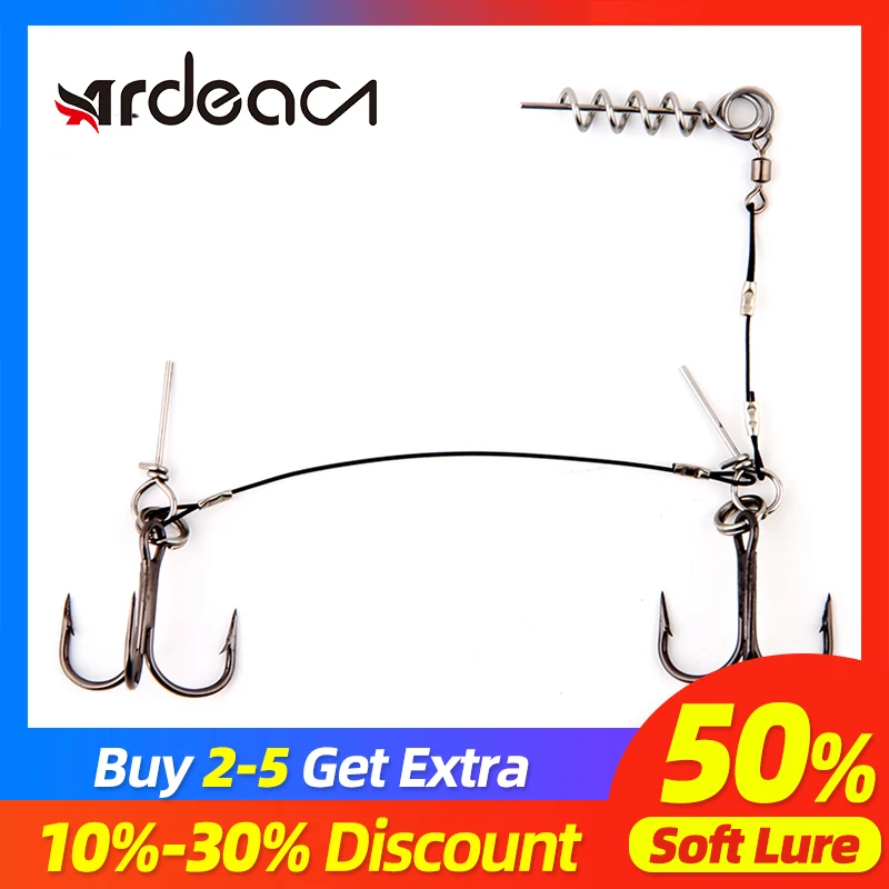 Fishing lure soft lure rig double VMC hook With Screw Connector Breaking Strength Stingers For Big Shad Lure fishing tackle