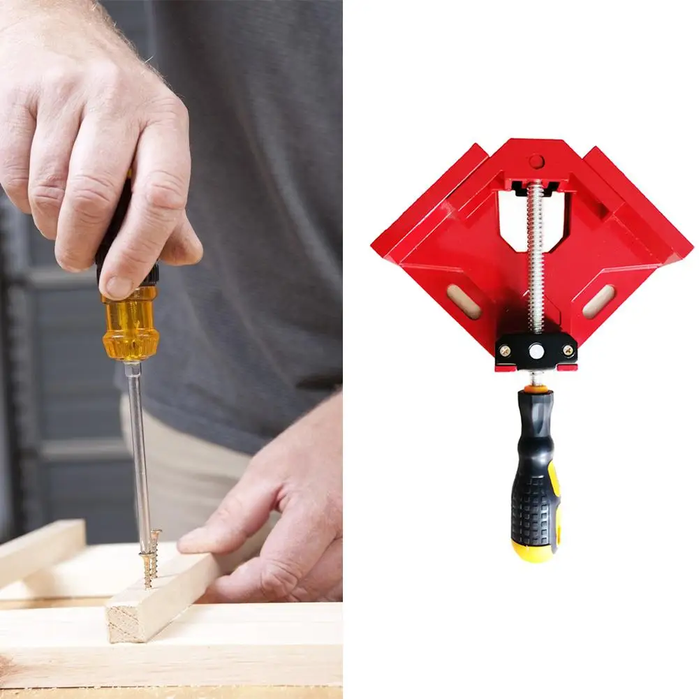 

90 Degree Right Angle Clamp Woodworking Aluminium Jaw Rotation Adjustable Spray Molding Single Handle Photo Frame Clip